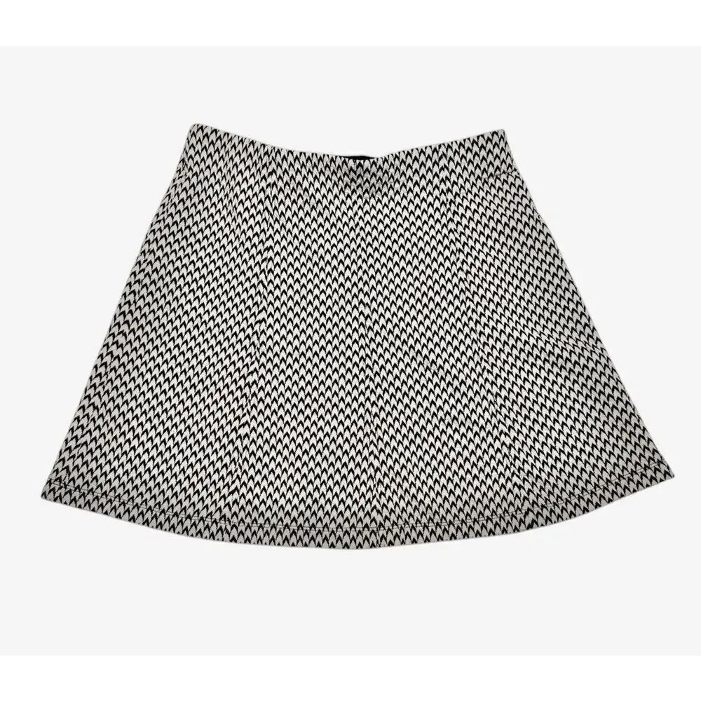 LOFT Black & White Stretch Elastic Waist Cotton Blend Mini Skirt Women’s Size XS